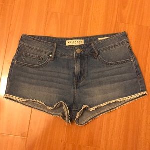 Low - Rise Laced Jean Shorts